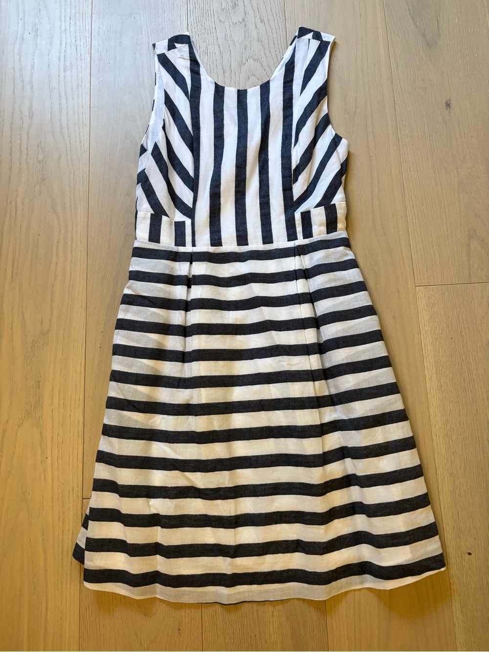 RW&CO. Black and White Striped Sleeveless A-Line Dress